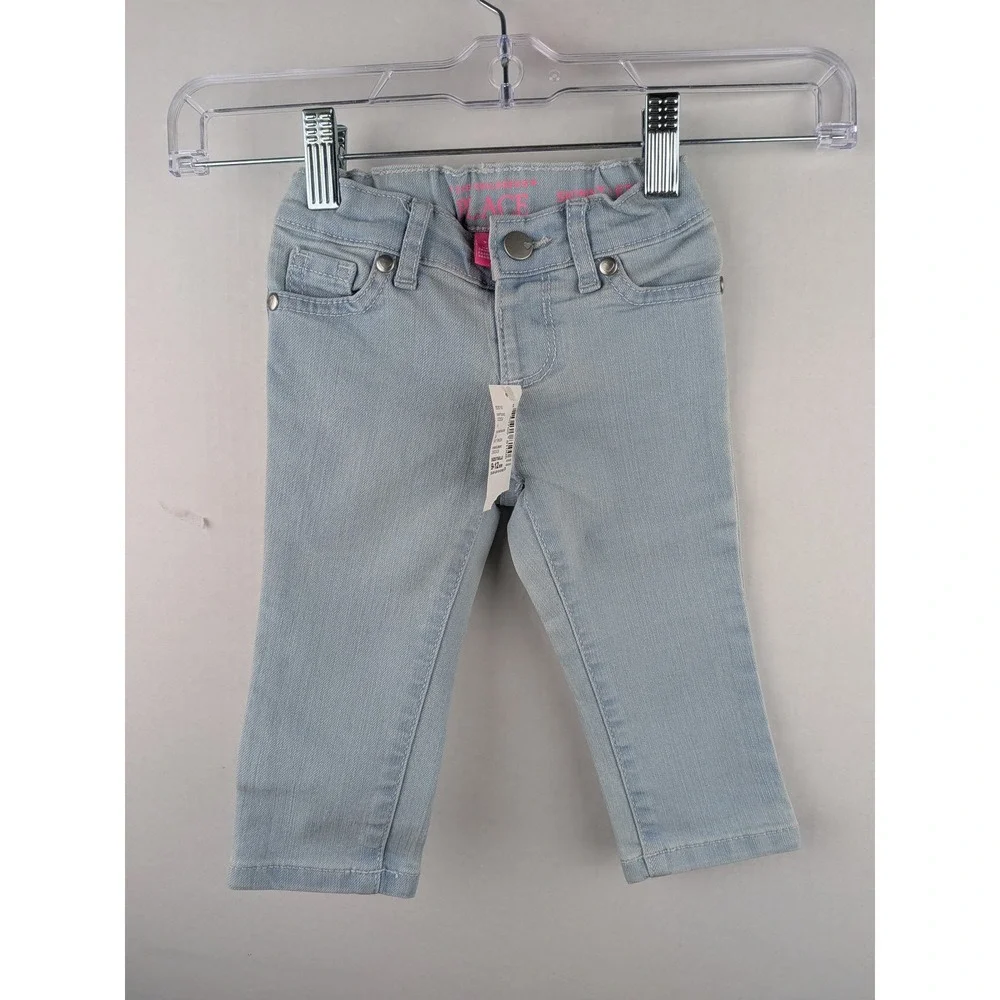 The Childrens Place Skinny Jeans Light Wash Denim Adjustable Waist 9-12M NWT
